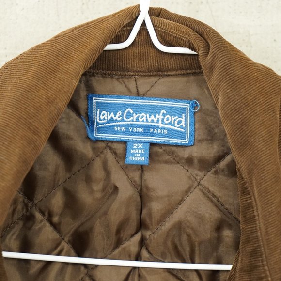 Ladies Lane Crawford 2X Medium Weight Brown Corduroy Jacket Quilted Lining - Picture 6 of 9